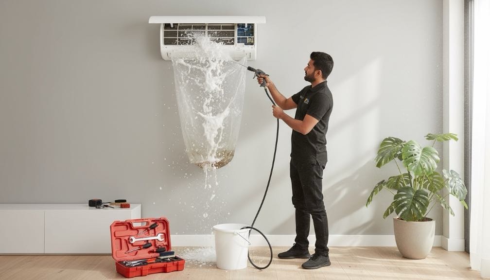 AC Deep Jet Water Wash Cleaning Service in Ulhasnagar